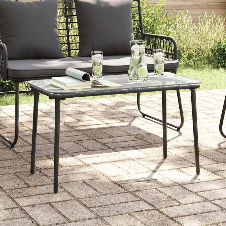 vidaXL Gartentisch Schwarz 80 x 40 x 45 cm Poly-Rattan 42010364