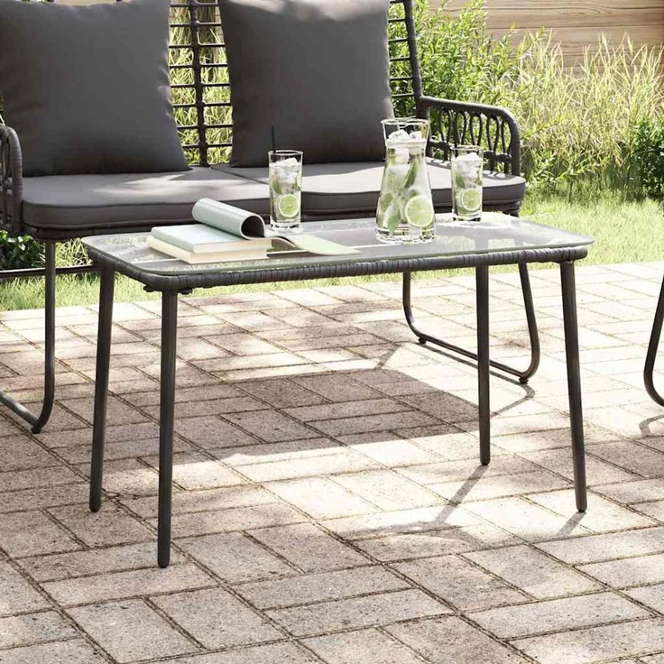 vidaXL Gartentisch Schwarz 80 x 40 x 45 cm Poly-Rattan 42010364 – Bild 1