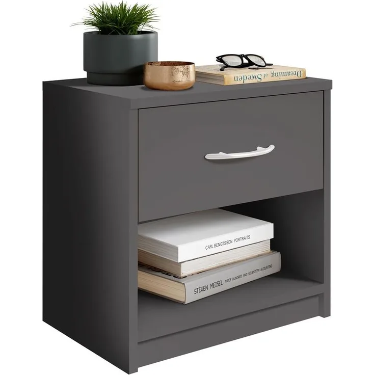 Nachtkommode >Bettine< in Graphit - 39x41x28cm (BxHxT)