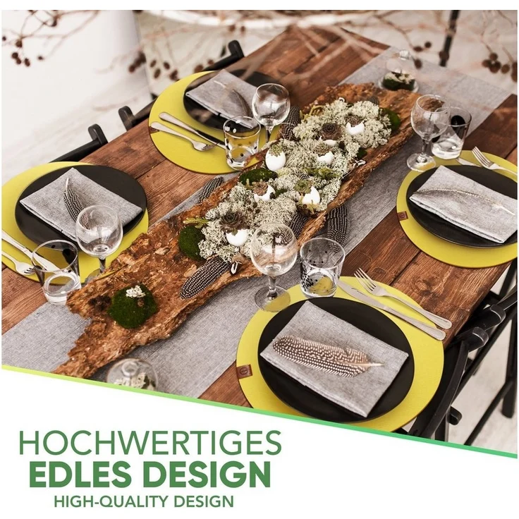 Loco Bird Platzset Tischset aus Filz, 6er Set Rechteckig, Platzsets 44x32 cm, (Tischset in gelb), abwischbare Tischuntersetzer Platzdeckchen – Bild 2