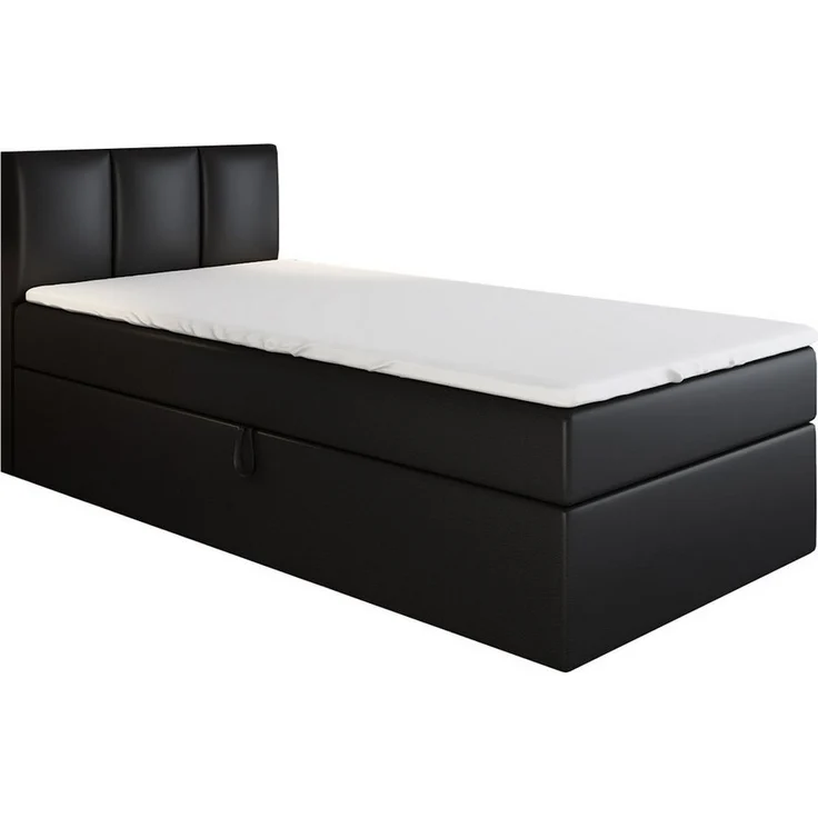A&J MöbelLand GmbH Boxspringbett Einzelbett NASI mit Bettkasten, Topper und gepolstertem Kopfteil. (Boxspringbett mit Bettkasten und gepolstertem Kopfteil. Gratis Topper – nur jetzt erhältlich!, Kostenlose Lieferung! TOP ANGEBOT), Länge 208 cm Höhe 106 cm – Bild 1