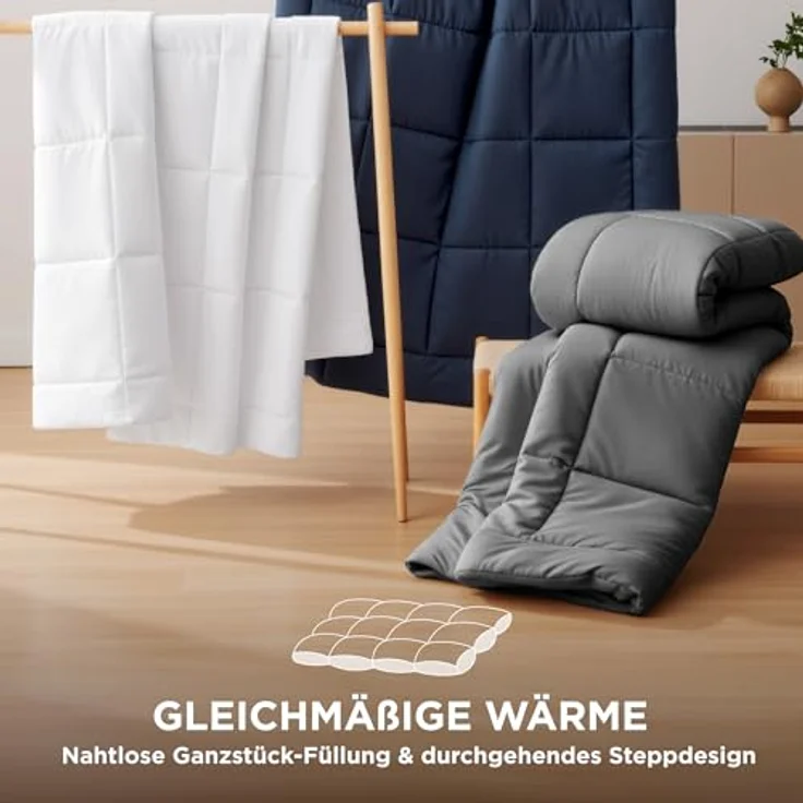 BEDSURE Bettdecke 135x200 2er Set - Ganzjahresdecke Bettdecken Oeko-TEX | Waschbare 4 Jahreszeiten Bettdecken für Allergiker, 300GSM Füllung, Warm & Gemütlich Schlafdecke, Weiß – Bild 4