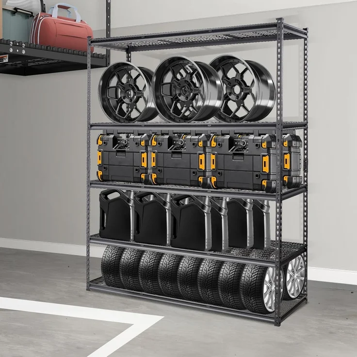 VEVOR Lagerregal 5-stufig verstellbar 907,2 kg Kapazität Garagenregale, Metall-Organizer Drahtregal schwarz 152,4 x 61 x 198,1 cm für Küche, Speisekammer Keller Badezimmer Wäscheschrank – Bild 2
