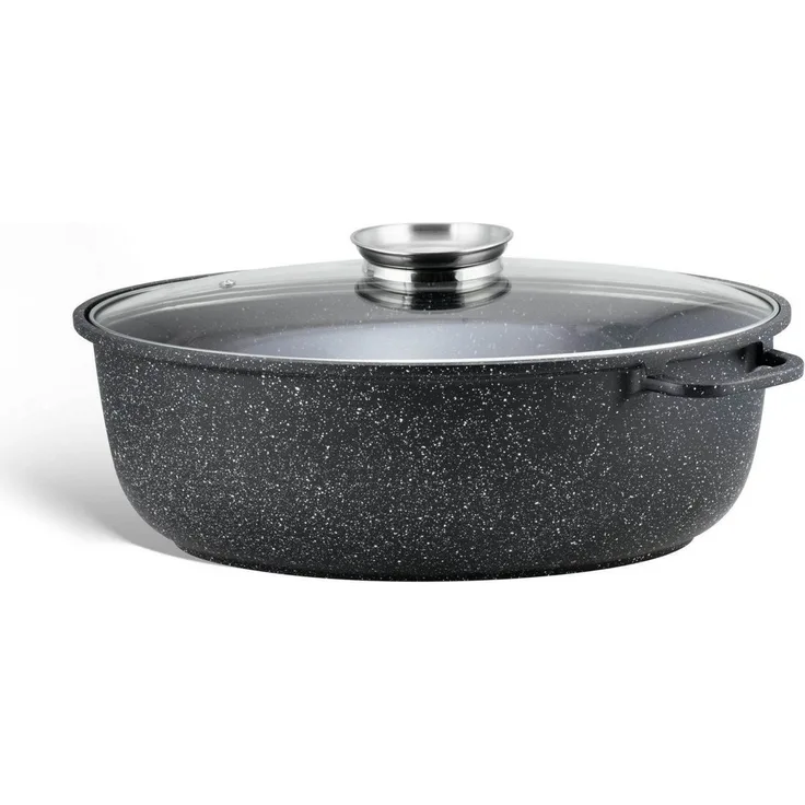 Edenberg Bräter Aluguss Bräter 8L Alugussbräter, Glasdeckel, Gänsepfanne, Gans Ente, Aluminium, Keramik (2-tlg, Zeitloses Design des Topfsets. Eine ideale Geschenkidee)