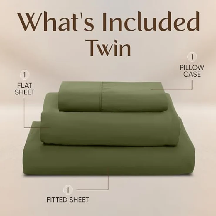 Utopia Bedding Bettwäsche-Set für Doppelbetten – 3-teiliges Bettwäsche-Set – gebürstete Mikrofaser – schrumpffrei und lichtbeständig – pflegeleicht (Doppelbett, Olivgrün) – Bild 4