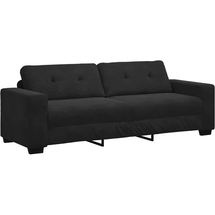 vidaXL 3-Sitzer-Sofa Schwarz 220x78x80 cm Samt 4105139 – Bild 2