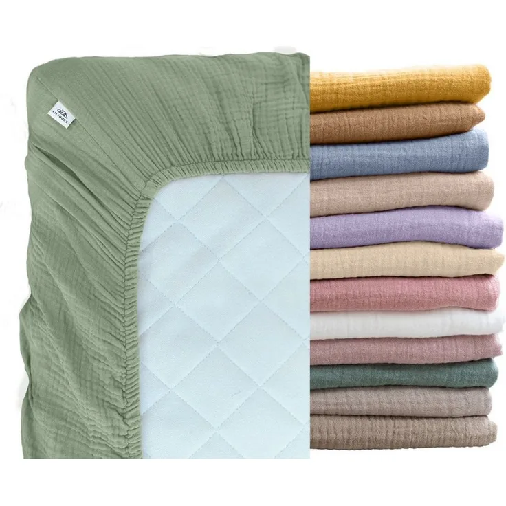 lilimaus Spannbettlaken Musselin Bettlaken Baby 60x120 & 70x140 mit Rundum-Gummizug, (1 Stück), weicher Musselin mit Rundum-Gummizug - sicherer Halt im Babybett