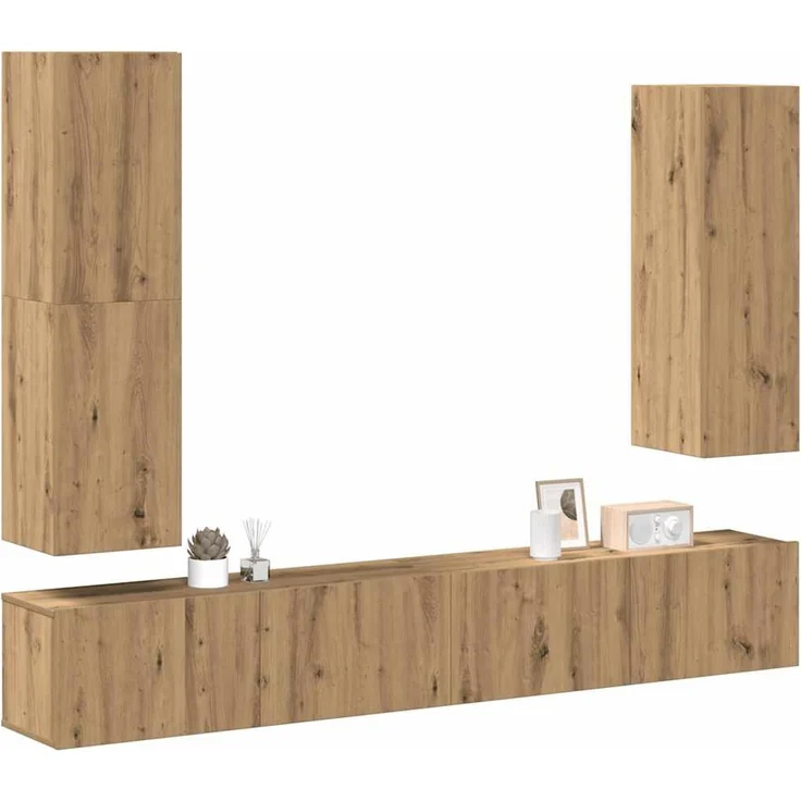 vidaXL 4-tlg. TV-Schrank-Set Wandmontage Artisan-Eiche Holzwerkstoff 3329154 – Bild 1