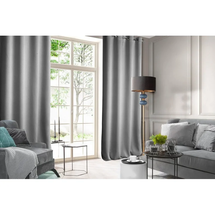 Design91 Samtvorhang, Ösen, Polyester stahl, 140x250 cm – Bild 5
