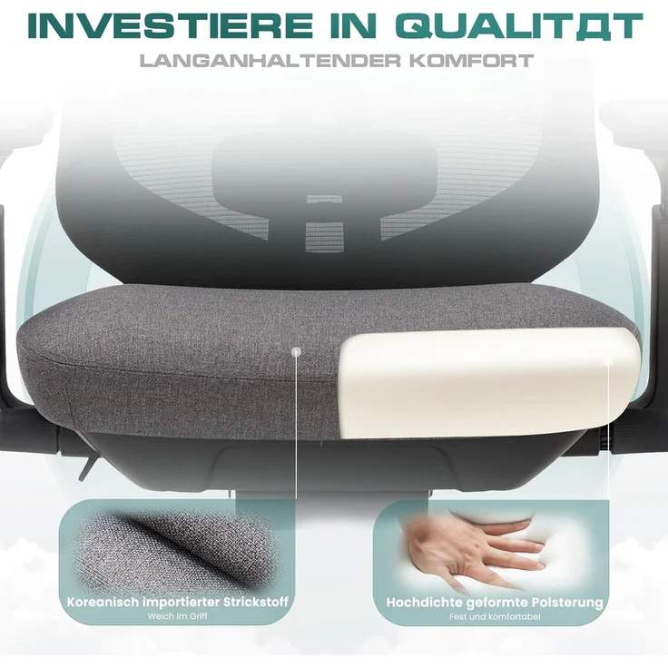 COLAMY Ergonomischer Mesh-Bürostuhl, Chefsessel mit hoher Rückenlehne, Verstellbarer Kopfstütze und 4D-Armlehnen, Schiebesitz, Kippsperre, Dunkelgrau – Bild 7