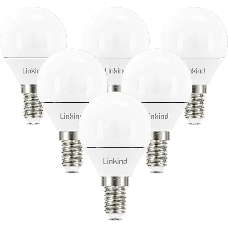 Linkind E14 LED Golf Ball Lampe 4.9W, Ersetzt 40 Watt, 470Lm 3000K Warmweiß G45/P45 Birne E14 Energiesparlampe in Tropfenform, nicht Dimmbar, 220-240V, 6 Stück