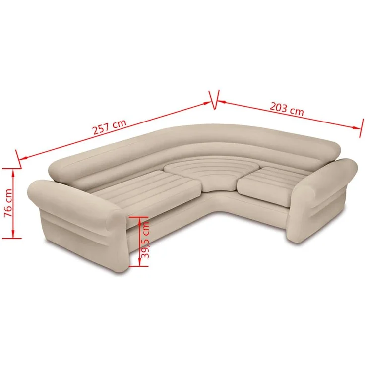 Intex 'Aufblasbares Ecksofa 257 x 203 x 76 cm', 2-in-1-Ventil, beige – Bild 5