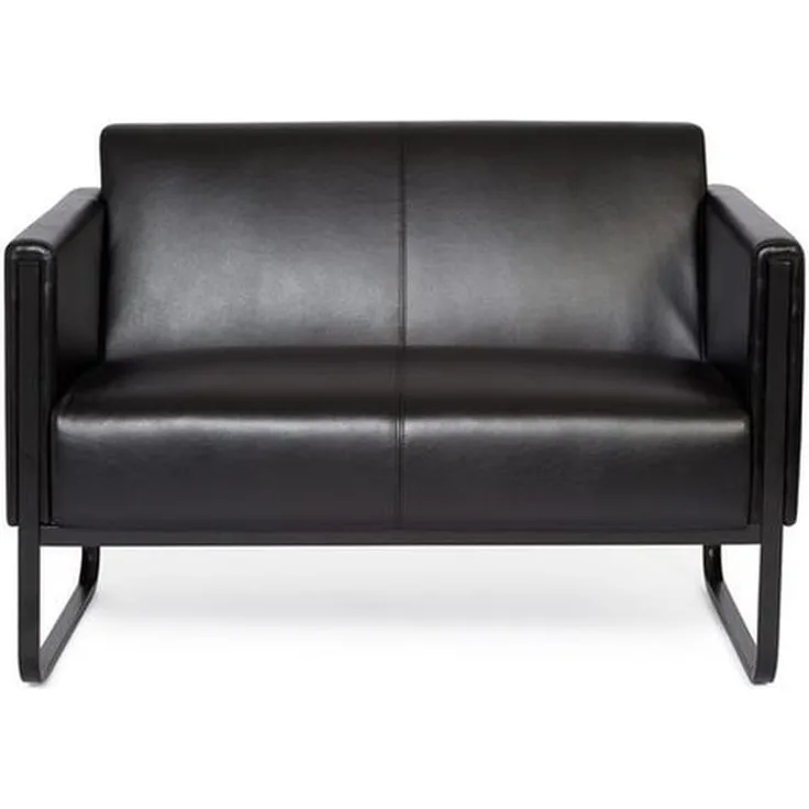 hjh OFFICE Loungesofa Bali Black Gestell schwarz Kunstleder glatt 2-Sitzer schwarz