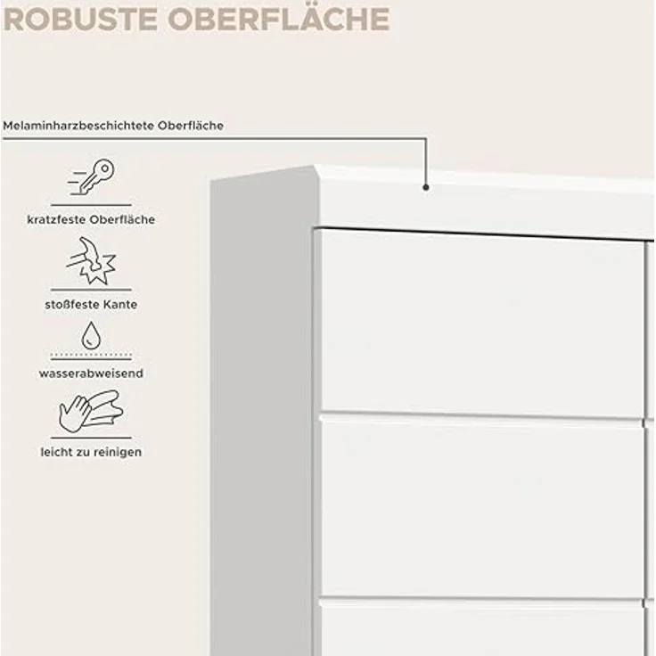 Xonox Scout Hängeschrank (B/H/T: 74x79x24 cm) in weiß Nachbildung und weiß Hochglanz tiefzieh – Bild 5