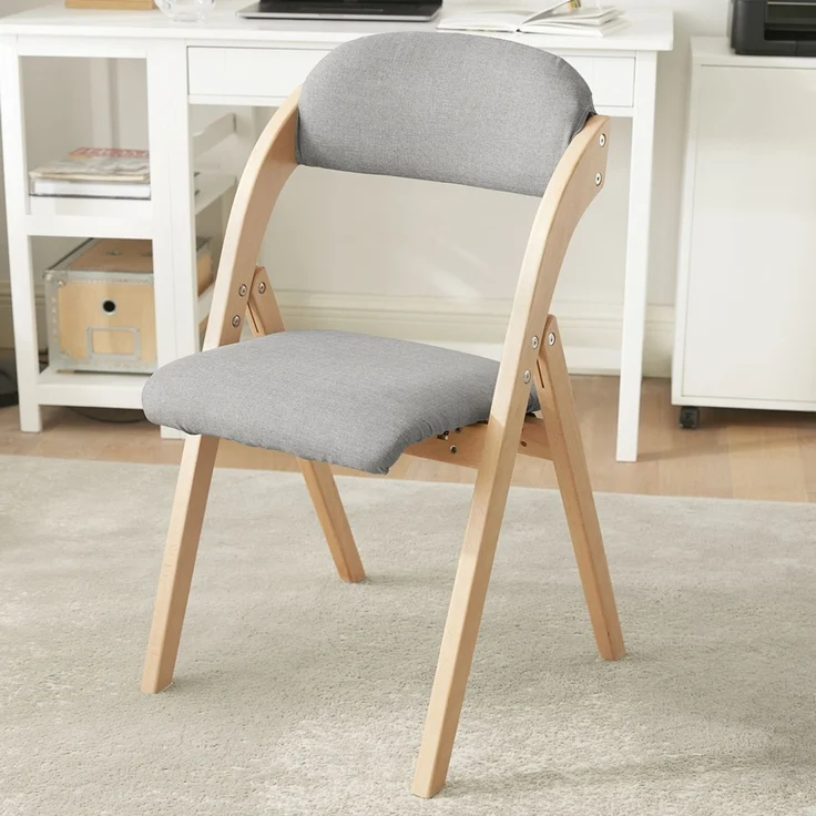 SoBuy FST92-N Klappstuhl, Stoff, Lackiert, Hellgrau, 41,5 x 77 x 52 cm – Bild 5