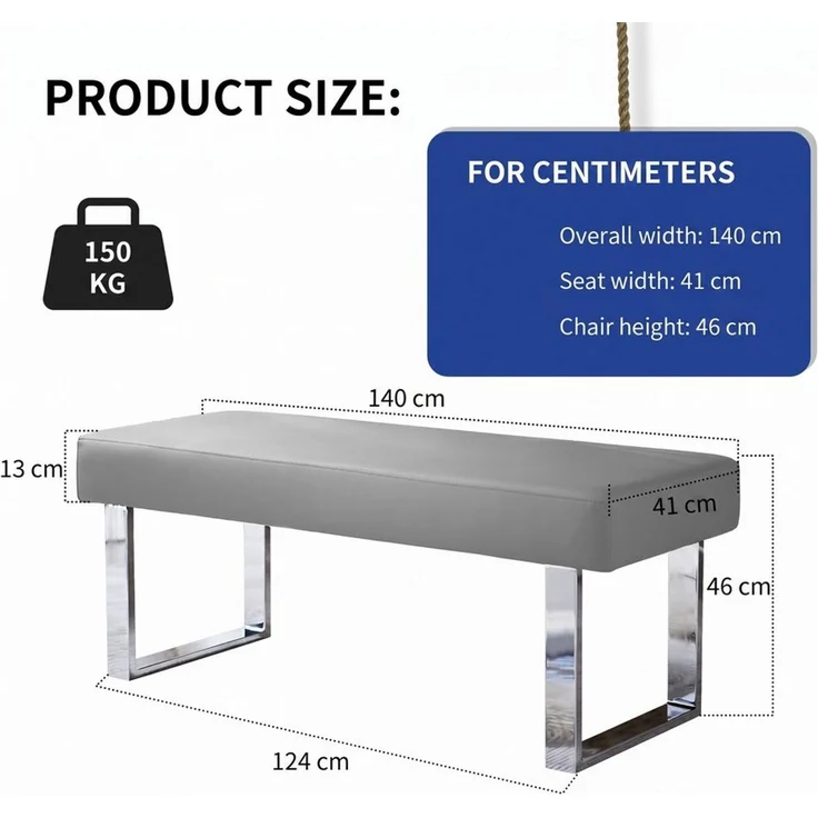 Jiexi Sitzbank 1 St Gepolsterte Bänke für Esstisch und Schlafzimmer, 13 x 41 x 140 cm – Bild 2