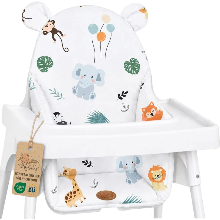 Sitzkissen für Hochstuhl faltbar Sitzverkleinerer – Baby Kissen Sitzauflage Stützkissen für Ikea Antilop Kinderstuhl und Babystuhl – handgemacht wasserabweisend Safari