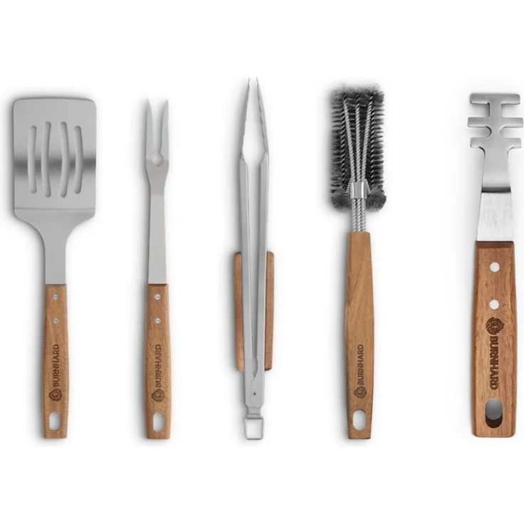 BURNHARD® Grillbesteck-Set 5-tlg. 42 cm, Akazienholz Edelstahl - Multi-Color - #946179 – Bild 1