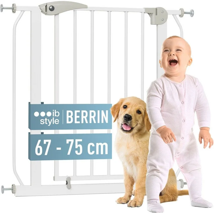 ib style Türschutzgitter Berrin Treppengitter 67-75 cm inkl. Y-Adapter, Ohne Bohren, Sicherheitsgitter für Türen und Treppen, Zum Klemmen – Bild 2