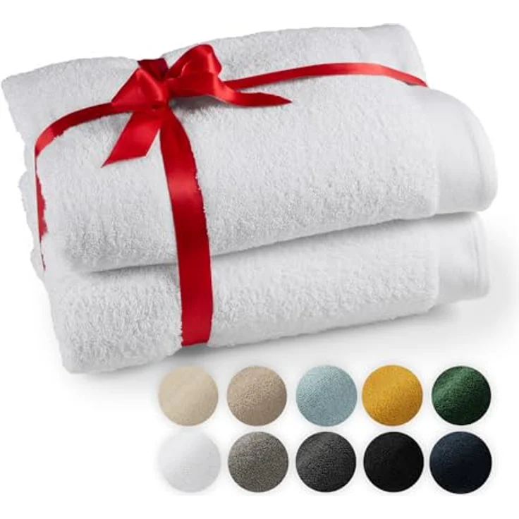 Blumtal Saunatuch, Weiß, Frottier, 80x200 cm, 2er Set, Oeko-Tex zertifiziert, 100% Baumwolle – Bild 1