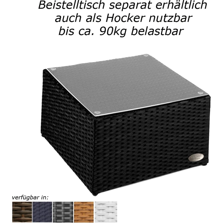 Sonnenliege Verona High mit Rollen und Auflage Creme-Weiss, Farbe Schwarz – Bild 9