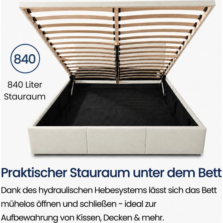 Home Collective Polsterbett Bett Doppelbett Bettgestell mit Lattenrost & Stauraum, mehrere Größen (Größen: 120x200 140x200 160x200 180x200, samtweicher Veloursstoff, in Europa hergestellt), Bettkasten flexibler Lattenrost mit Härtegradeinstellung Grau – Bild 4
