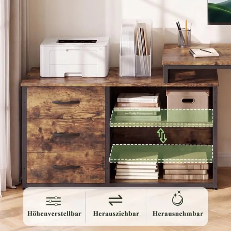 JUMMICO Schreibtisch Infinizon Series, 140 x 52 x 73,5(H) cm, Walnuss-Optik – Bild 5