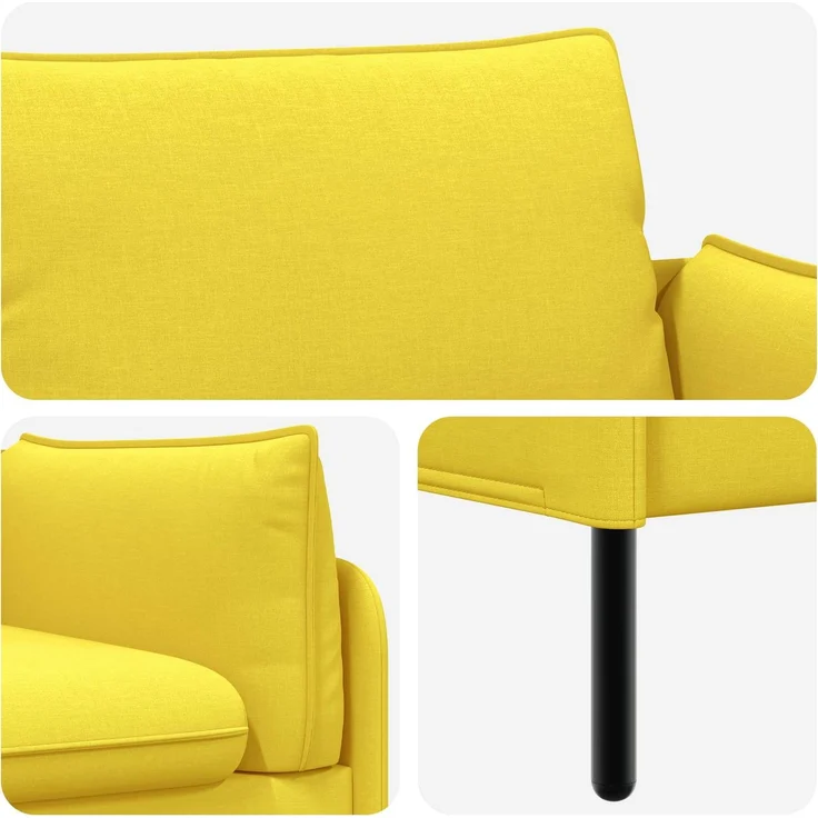 vidaXL 3-Sitzer-Sofa Helles Gelb 222 x 81 x 89 cm Stoff 42048638 – Bild 6