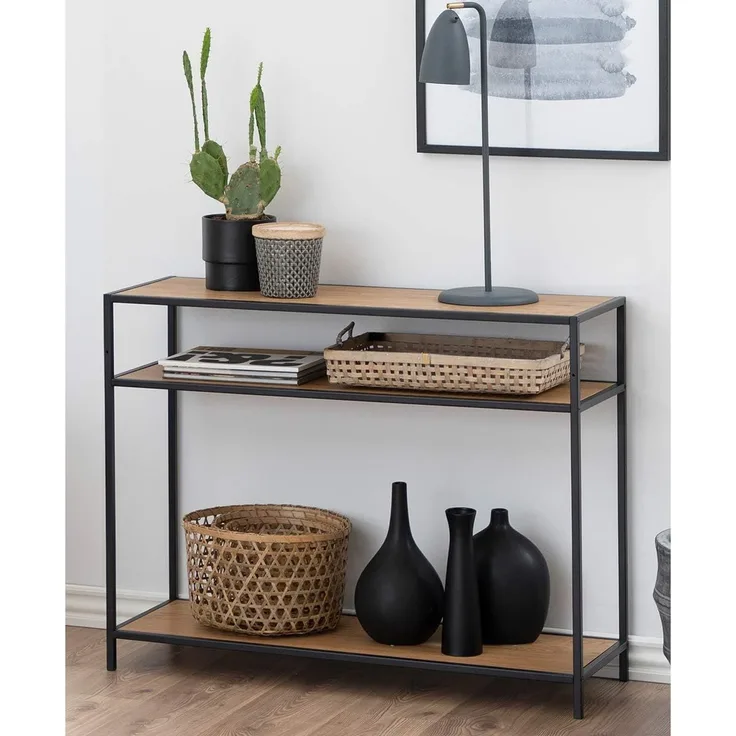 Konsolentisch >Carney< in Wildeiche aus Metall - 100x79x35cm (BxHxT)