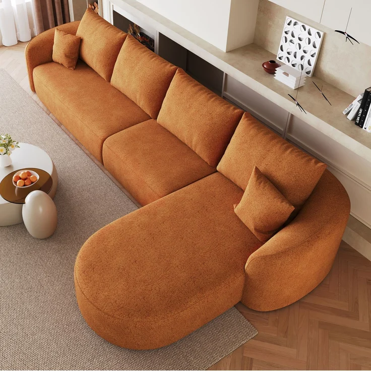 Ecksofa 336x168x85 cm in Orange aus Schneidler-Stoff – L-Form mit hochelastischer Schaumstoffpolsterung – Bild 3