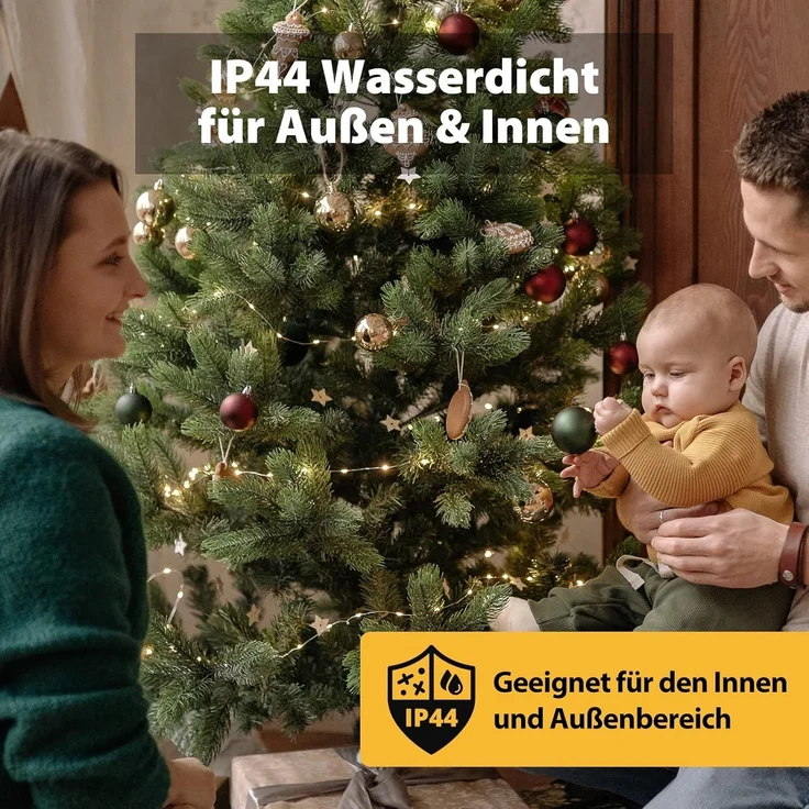 Salcar Lichterkette LED Kupfer Lichterkette Weihnachtsbeleuchtung für Innen & Außen Deko, 20m Silberfarbener-Kupferdraht, Netzteil, Warmweiß – Bild 4