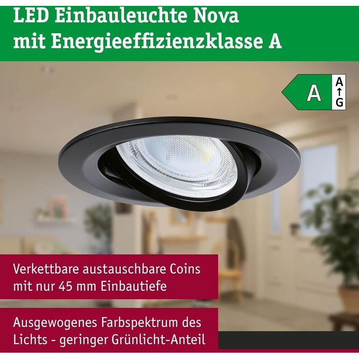 Paulmann 92457 LED Einbauleuchte Nova Coin 3er-Set rund 4000K Schwarz – Bild 4
