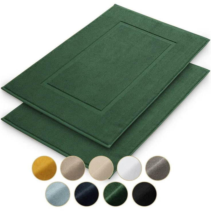 Blumtal Badematte Premium Badezimmerteppich Terry - schnell trocknend & strapazierfähig, 100% Baumwolle, 50x80 cm, Oeko-Tex zertifiziert, Baumwolle, Rechteckig, 2 teilig