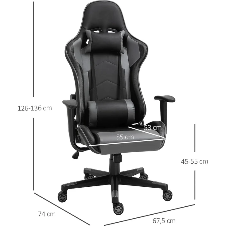 Vinsetto Schreibtischstuhl Gamingstuhl ergonomisch – Bild 3