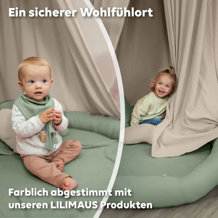 lilimaus Bodenkissen Sitzkissen für Kinder aus Musselin - Spielmatte & Kuschelecke, mit zarter Rüscheneinfassung - zum Lesen, Spielen & Kuscheln – Bild 4