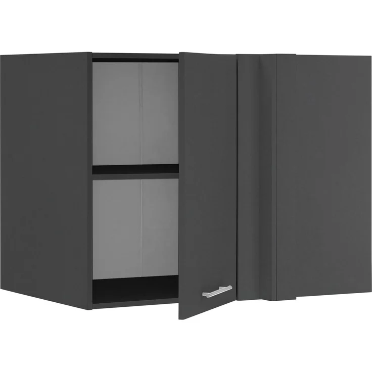 XORA 'PRIMUS' Aufsatz Eckschrank, Holznachbildung anthrazit, 100 x 76 x 68 cm, höhenverstellbare Fachböden – Bild 2