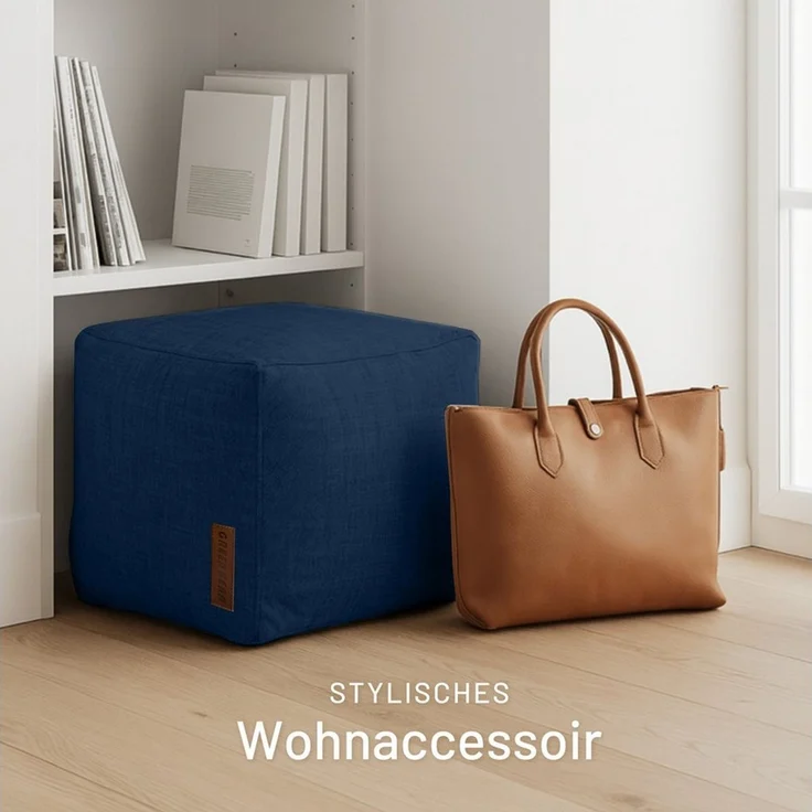 Green Bean Pouf Cube Linen (Indoor Sitzhocker Sitzkissen Fußhocker Relax-Sessel, Made in Germany), die ideale Ergänzung zum Sitzsack – Bild 3