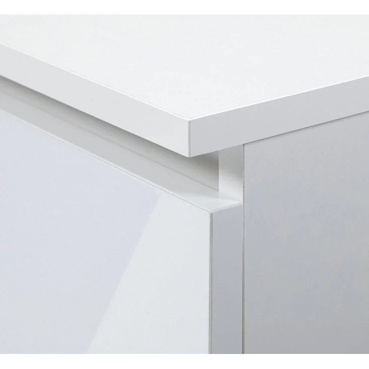 Home Collective Kommode 40 cm breit Holz Highboard Sideboard für Flur Schlafzimmer Wohnzimmer (Mehrzweckschrank Schrank schmal Kommode Schlafzimmer mit Schubladen), mit zwei Schublade 40 cm hoch viel Stauraum, weiß Hochglanz – Bild 2