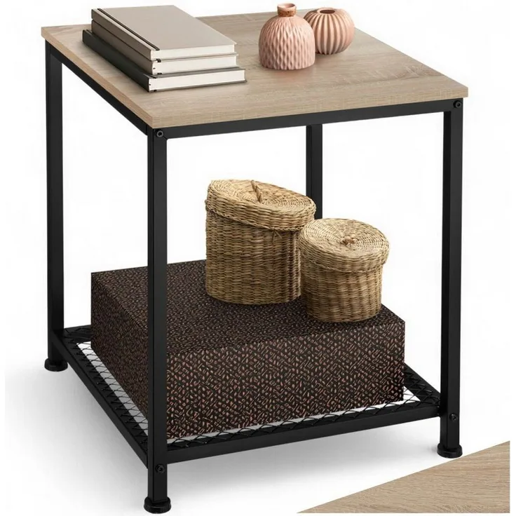 tectake Beistelltisch Lincoln (1-St, 1 tlg), Reizvoller Beistelltisch im rustikalen Industrial Style