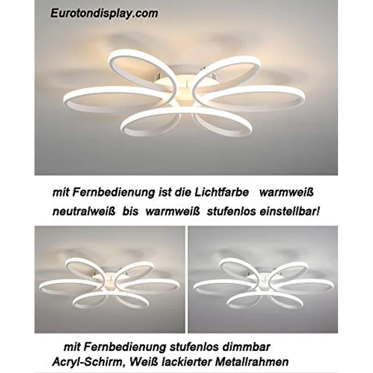Eurohandisplay LED Deckenleuchte LED Deckenlampe Fernbedienung Lichtfarbe einstellbar dimmbar Leuchte, LED fest integriert, Warm- bis Kaltweiß einstellbar, Lichtfarbe und Helligkeit mit Fernbedienung einstellbar – Bild 7