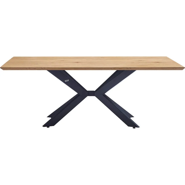 HOME DELUXE Essgruppe Eckig AVENCIA inkl. Sternfuß - 200 x 120 cm Light Oak 6 Stühle Creme – Bild 5