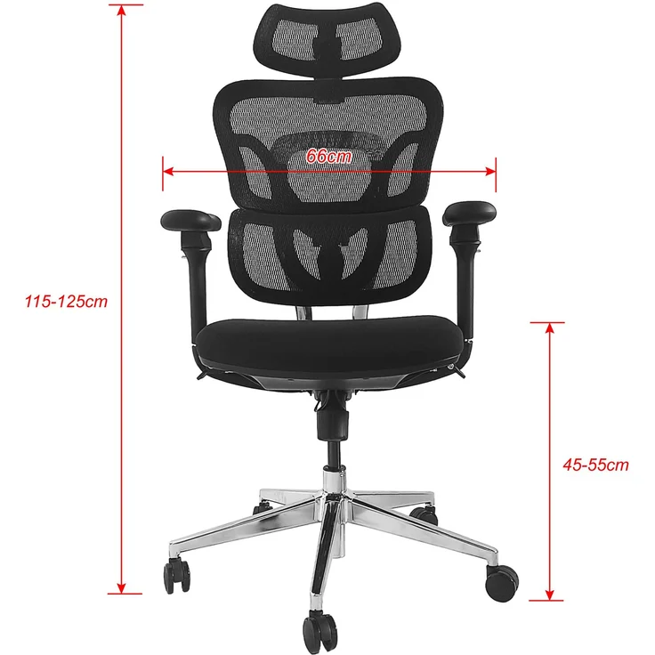 Equip Ergonomischer Premium-Bürostuhl mit Kopfstütze und Armlehnen, Schwarz – Bild 6