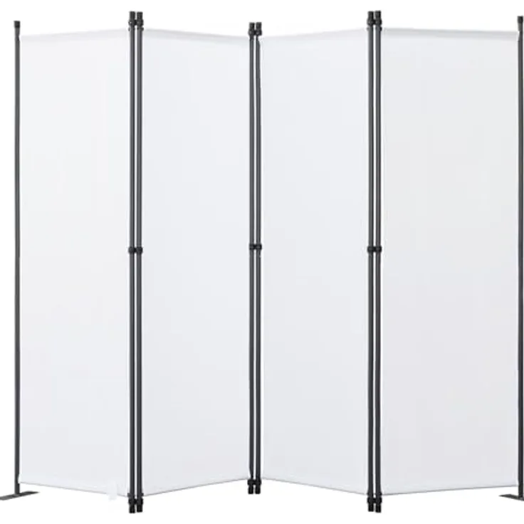 Angel Living Paravent Faltbarer Sichtschutz und Raumteiler aus Stahl/Polyester 224*165 cm (4 St), gebogene Stützfüße, B-förmige Verbindungsschnallen