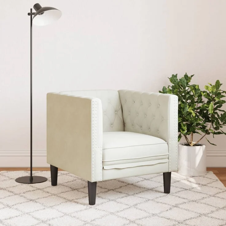 vidaXL Chesterfield-Sessel Creme Samt 372680 – Bild 2