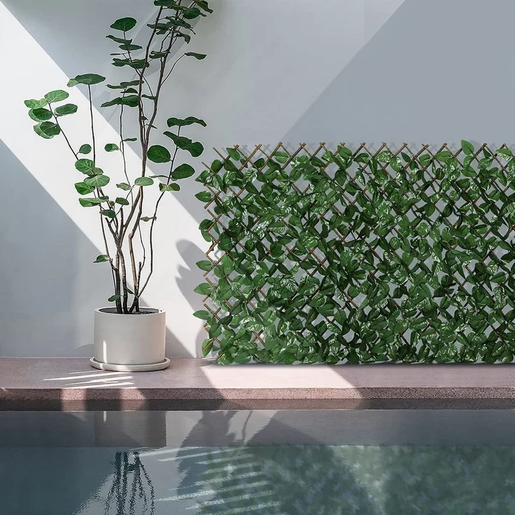 Sekey Efeu Sichtschutz 100 x 200 cm mit Kabelbinder, künstliche Hecke Sichtschutz Ohne Bohren, Balkon Sichtschutz Kunstpflanzen Sichtschutzfächer für Balkon Garten, Blatt A – Bild 2