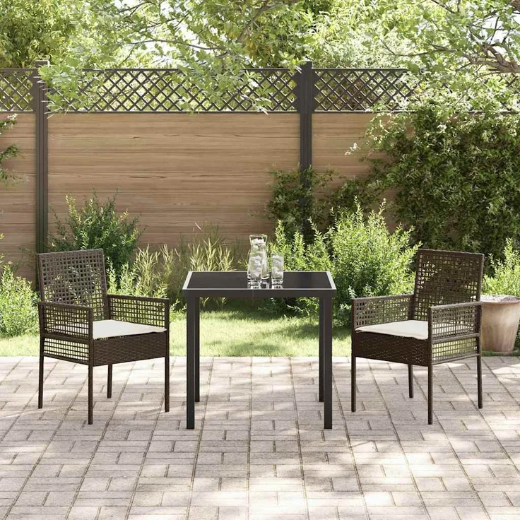 vidaXL Gartenstuhl mit Kissen 2 pcs Braun 55 x 53 x 85 cm Poly-Rattan 42003446 – Bild 2