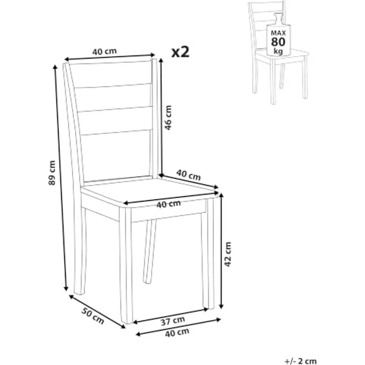 Esszimmerstuhl 2er Set GEORGIA Holz Braun – Bild 3