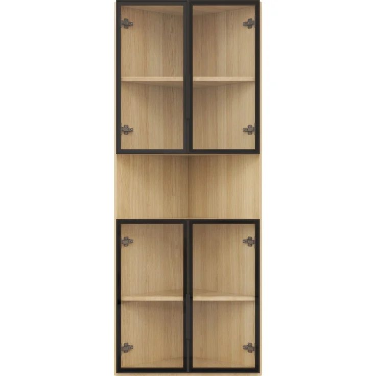 ZUBALIYA LED-Glasvitrine 62x32x160cm – Außenseite aus Eiche, integrierte Lichtleiste, staubdichter Schrank aus gehärtetem Glas, Eckvitrine mit Tür – Sammlungsvitrine, Bücherregal, Weinschrank,Badezimmerschrank – Bild 11