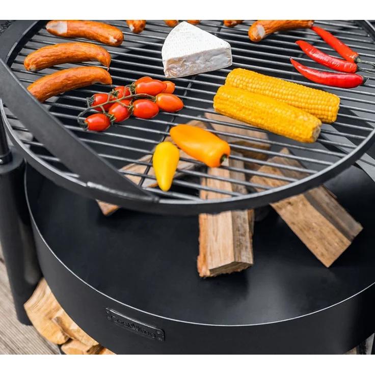 CookKing 'Montana X' Feuerschale, Inkl. Holzlager & Zubehör, Stahl Schwarz, Ø 80 x 110 cm – Bild 5