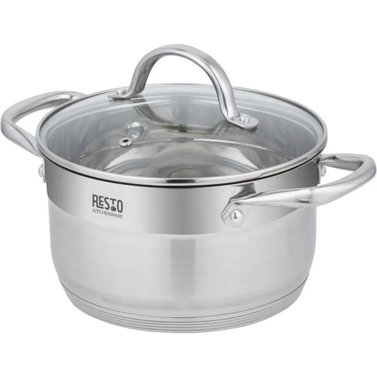 RESTO Kitchenware Kochtopf Rigel, Topf spülmaschinenfest, Edelstahl 18/10 (2-tlg), mit hitzebeständigem Glasdeckel, im Geschenkkarton
